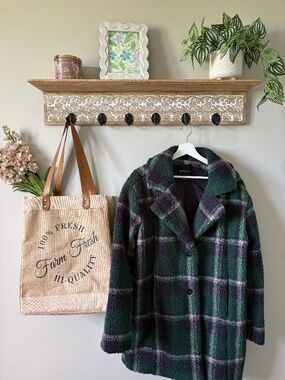 YaYa & Co Green Plaid Teddy Coat